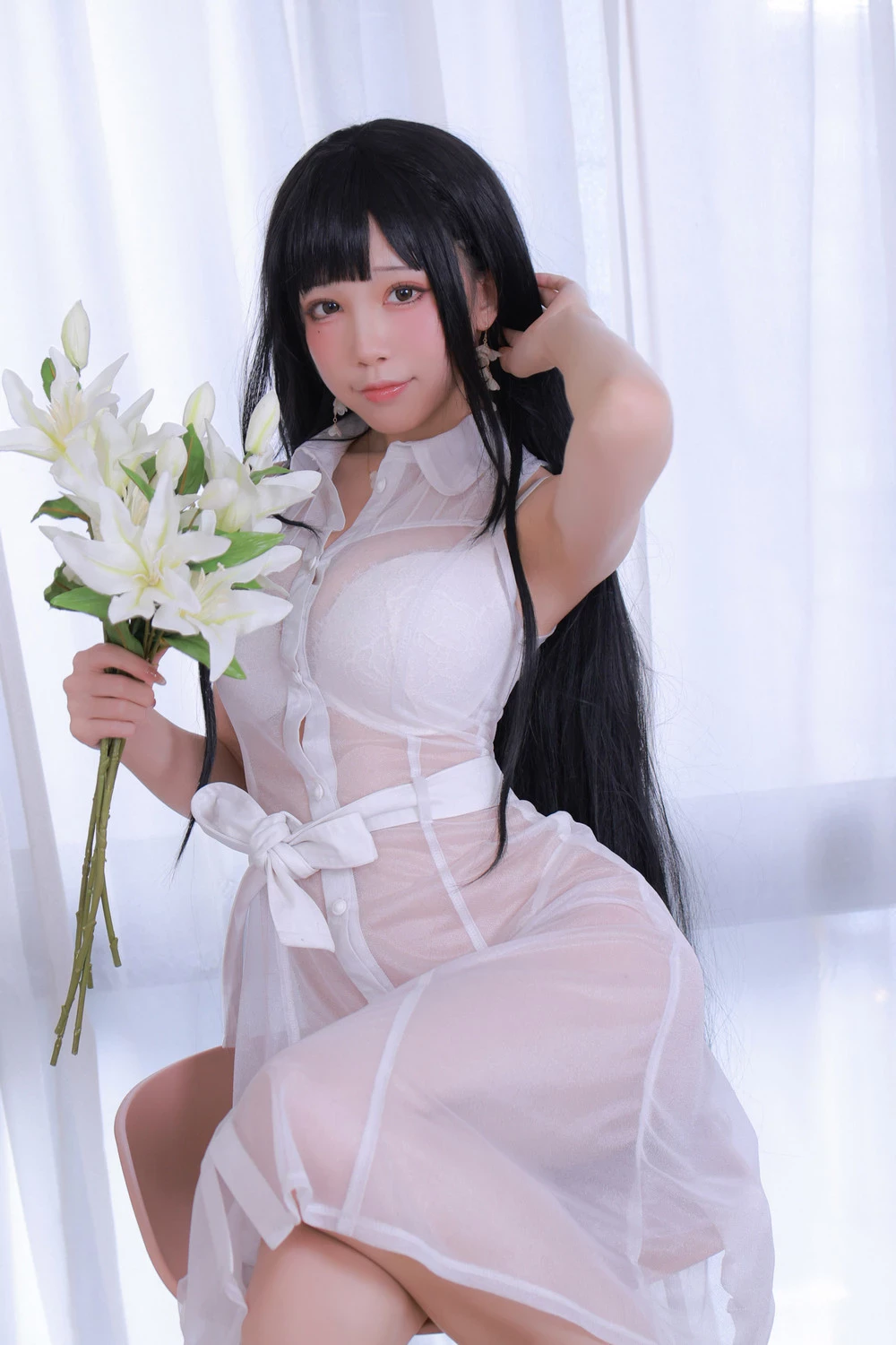 水淼Aqua 千夜姊姊2 白色洋裝御姐氣息滿滿