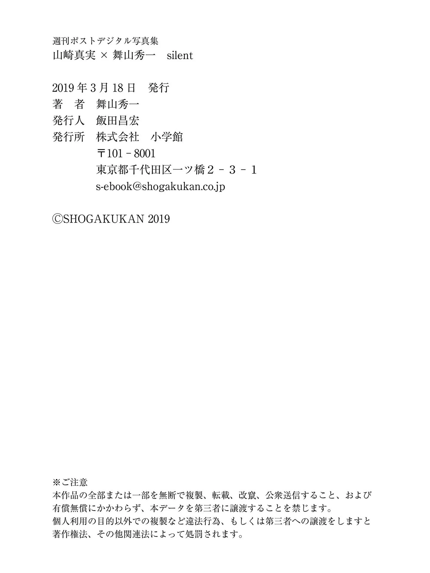 山崎真實 Photobook 山崎真実×舞山秀一silent 寫真集